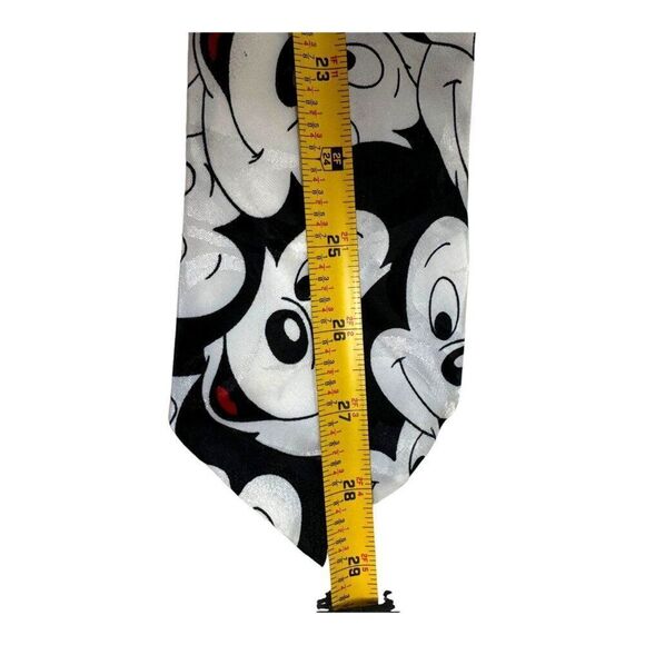 Mickey Mouse Print Polyester Tie By Balancine Hot Cakes Disney Black White Face - Picture 6 of 6